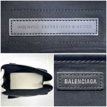 Balenciaga Tote Bag Navy Cabas Ec-23052 Natural White Black 339933 Canvas Leather 1081 U 002123