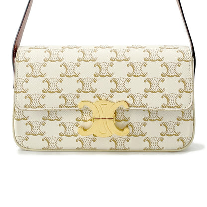 Celine Triomphe Claude Shoulder Bag 194142 Celine White