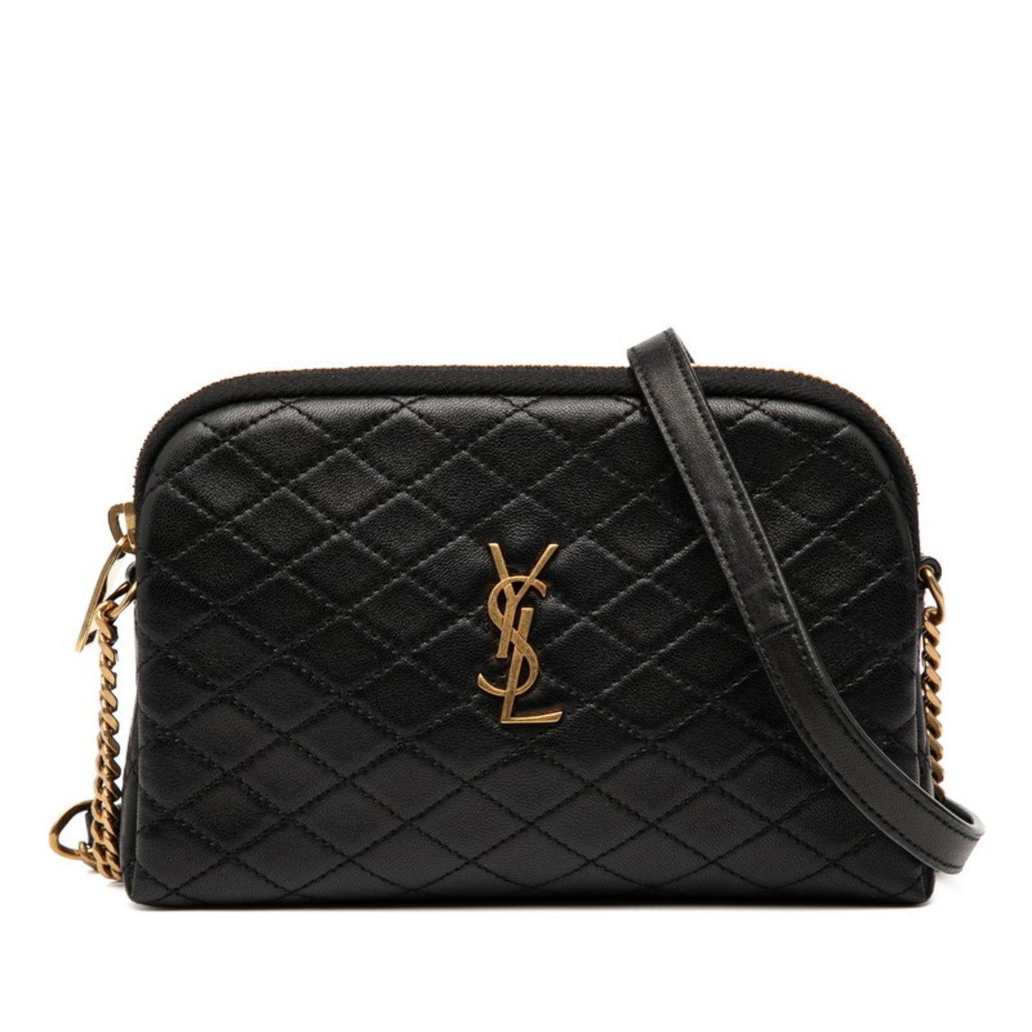 Saint Laurent Ysl Logo Gaby Shoulder Bag 733667 Black Leather
