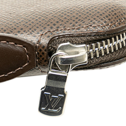 Louis Vuitton Taiga Organizer Atoll Long Wallet Round Travel Case M30658 Grisli Brown Leather Pvc