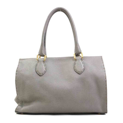 Fendi Handbag Selleria Leather Grey Gold