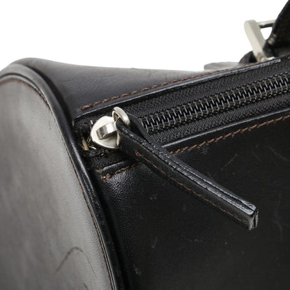 Burberry Nova Check Mini Boston Bag In Black Leather