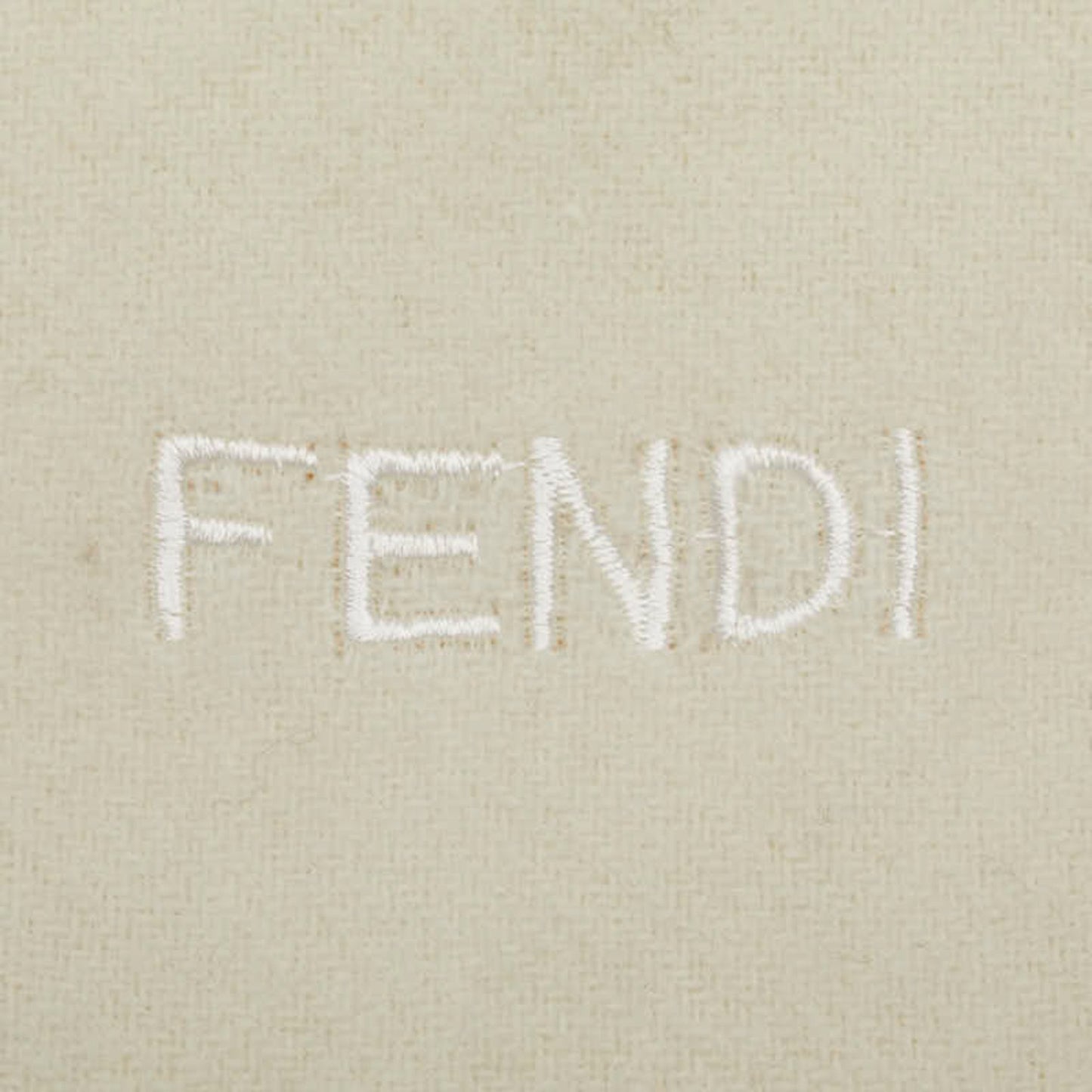 Fendi Embroidered Scarf Ivory Wool Cashmere