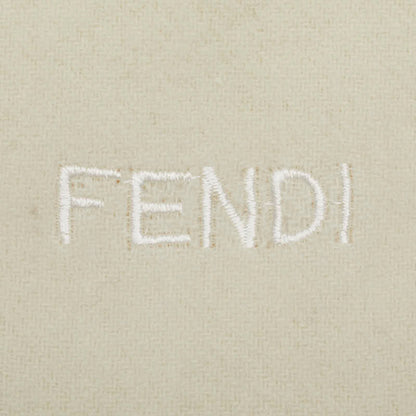Fendi Embroidered Scarf Ivory Wool Cashmere