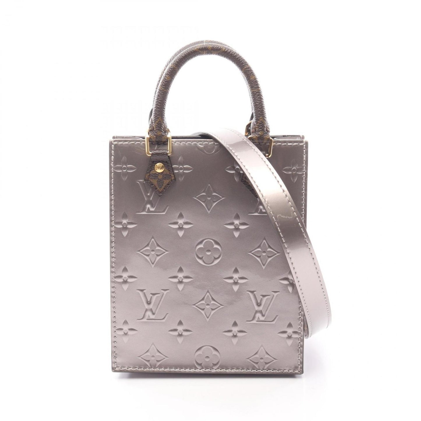 Louis Vuitton Petite Sac Plat Monogram Vernis Taupe Handbag