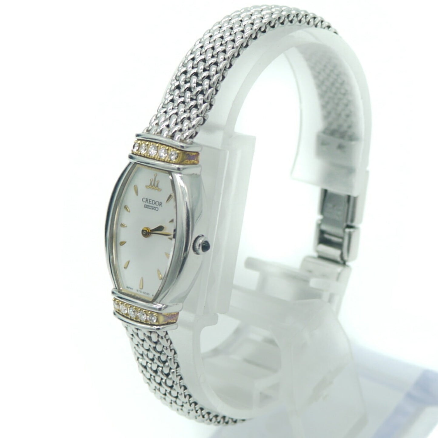Seiko Credor Watch Gste966 Lug Diamond Quartz Shell Dial