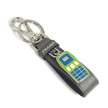 Prada Prada Key Ring Leather Metal Gray