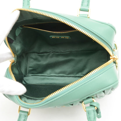 Miu Miu Miu Arcadi Matelasse Hand Shoulder Bag Leather Salvia Green 5Bb124 Bp