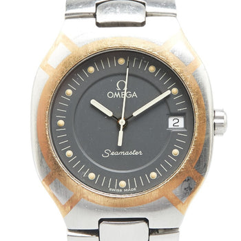 Omega Seamaster Polaris Watch 2510.40 Quartz Gray Dial Stainless Steel Yellow Gold