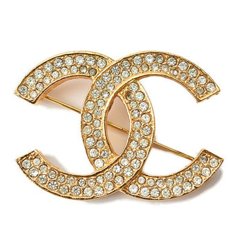 Chanel Brooch Pin Here Mark Rhinestone Gold