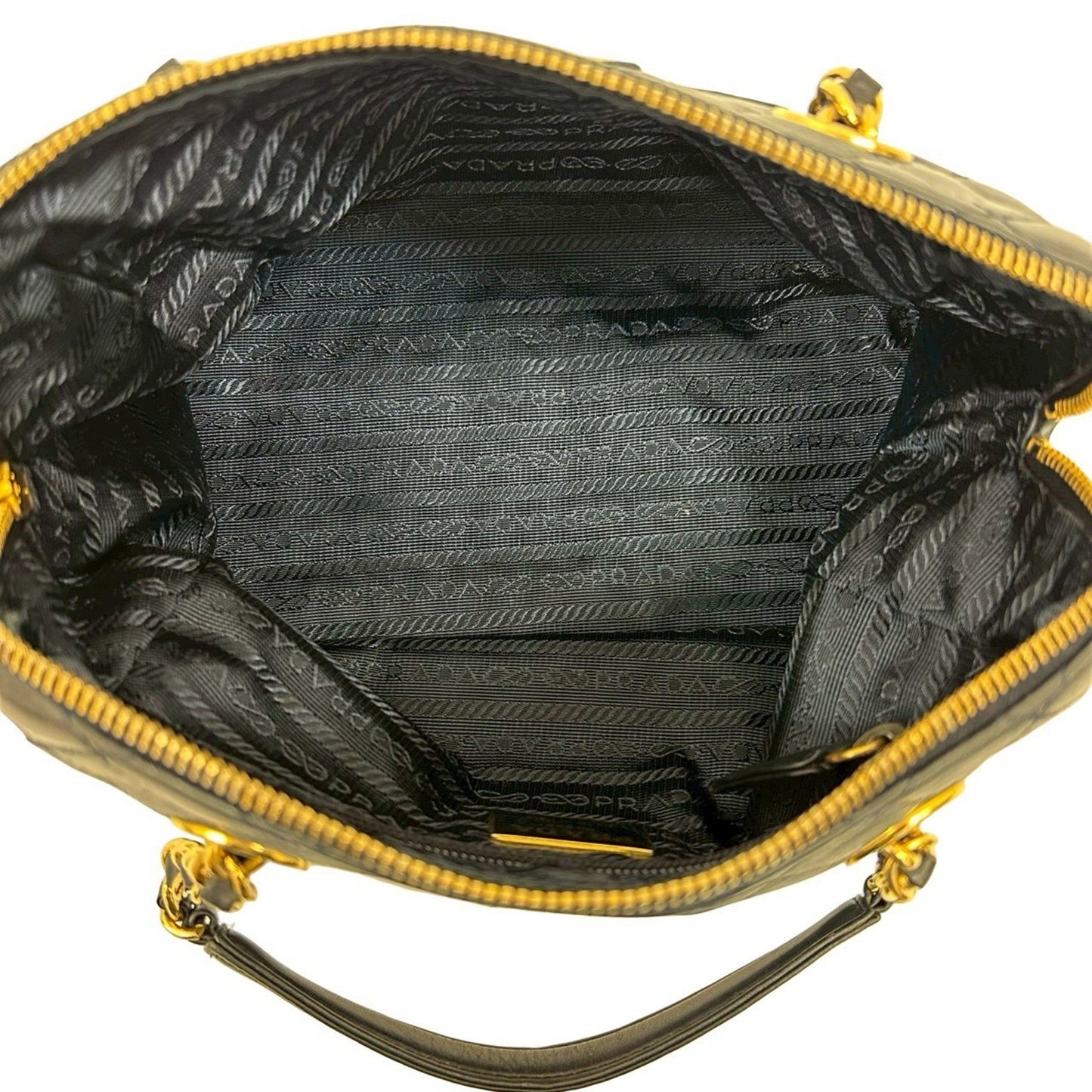 Prada Triangle Logo Quilted Leather Chain Handbag/Mini Boston Bag Navy 21982