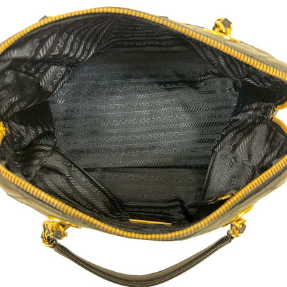 Prada Triangle Logo Quilted Leather Chain Handbag/Mini Boston Bag Navy 21982