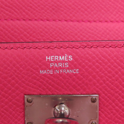 Hermes Herms Kelly Wallet Compact Rose Extreme Silver Hardware Bifold Epson