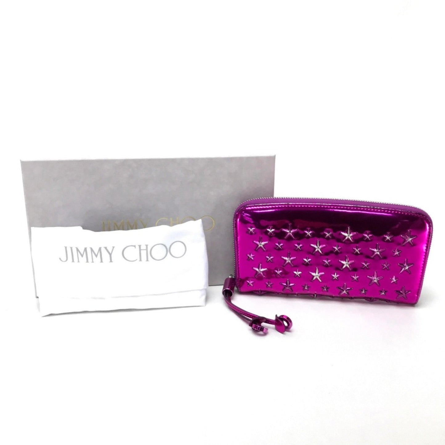 Jimmy Choo 163Filipa.Cim Zip Around Long Wallet Filipa Star Studs Long Wallet Purple Metallic Purple