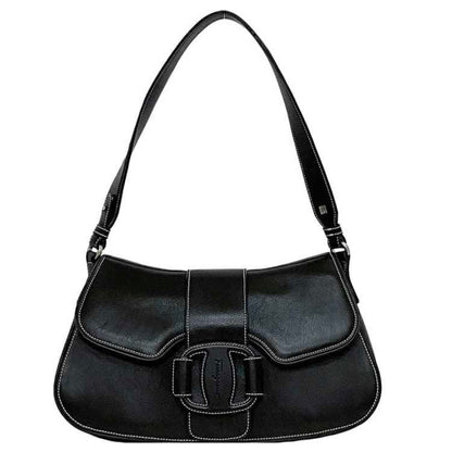 Salvatore Ferragamo Bag Ec-21595 Black Bk-21 3764 Leather Flap