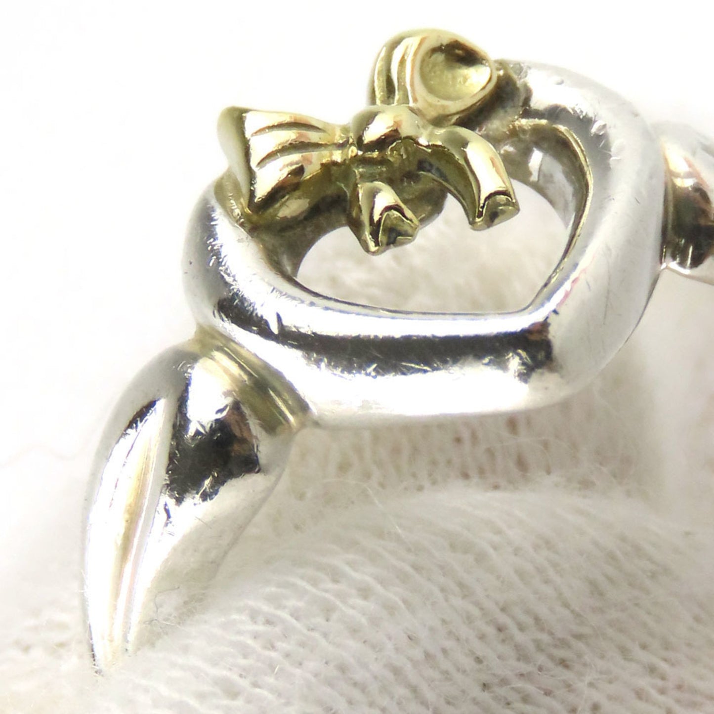 Tiffany & Co. Ring Heart Ribbon Silver 925 K18Yg Approx. 3.2G Yellow Gold #9.5