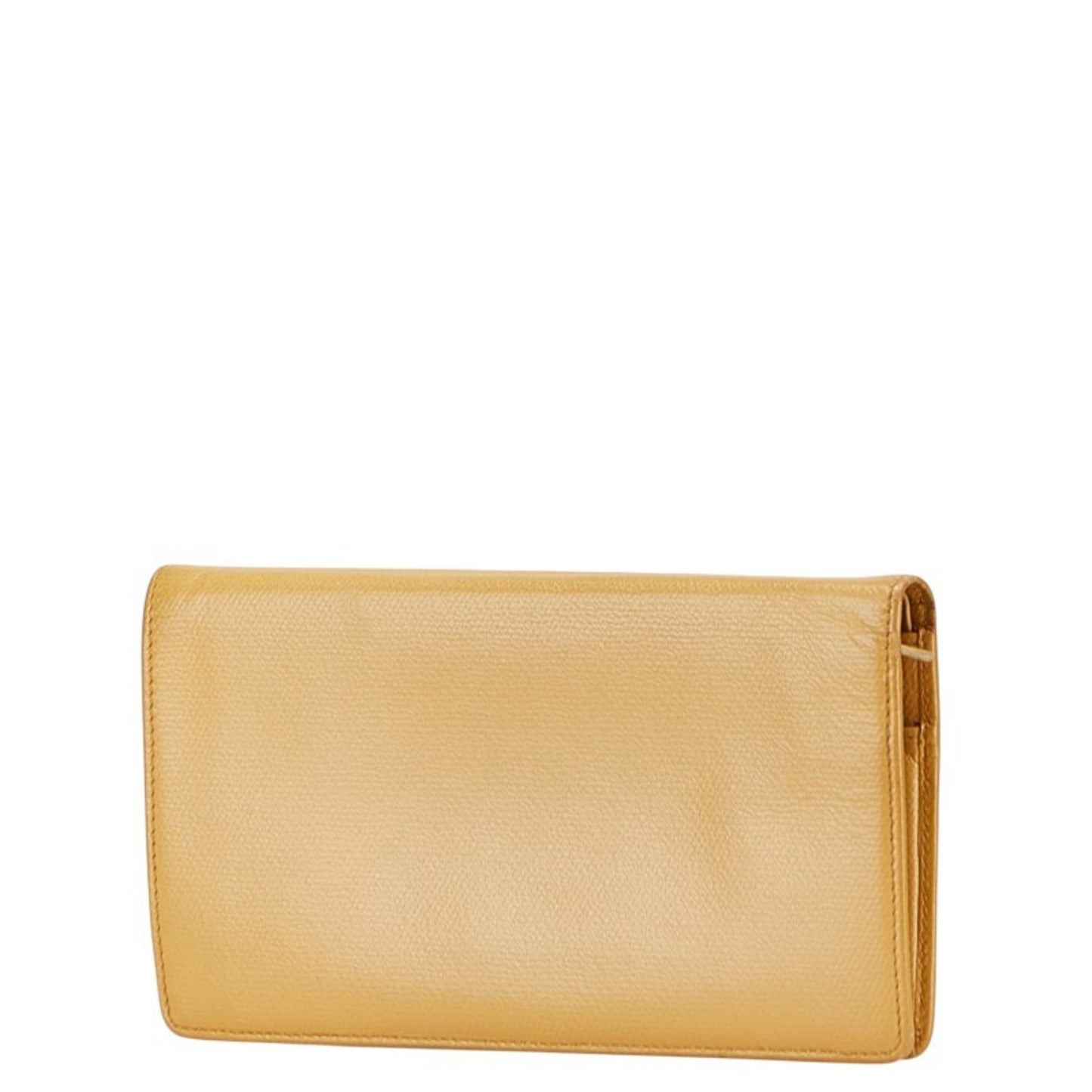 Chanel Coco Button Long Wallet Yellow Leather
