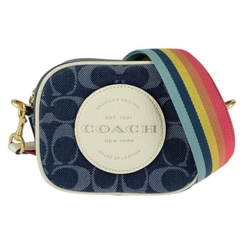 Coach Signature Navy/White Canvas/Leather Shoulder Bag