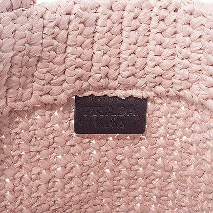 Prada Small Crochet Tote Bag 1Bg422 Raffia-Like Pink