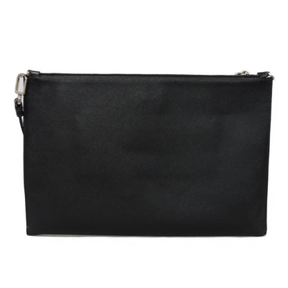 Prada Shoulder Bag Whale Print Clutch Saffiano Triangle Black 2Vh073 2Bov F0C5Z