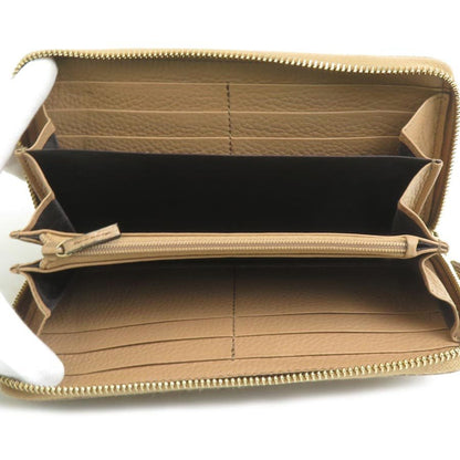 Gucci Soho Round Long Wallet In Beige And Gold Leather