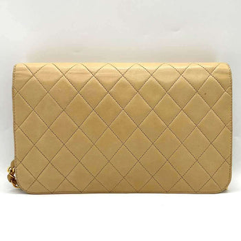 Chanel Matelasse Chain Shoulder Push Lock Bag Lambskin Beige Chanel