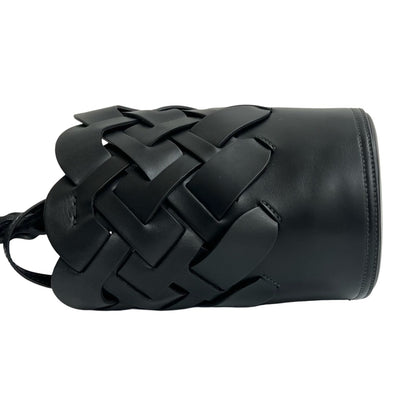 Prada Prada Logo Embossed Mesh Leather Semi-Shoulder Bag/One-Shoulder Bag Handbag Black E40-5