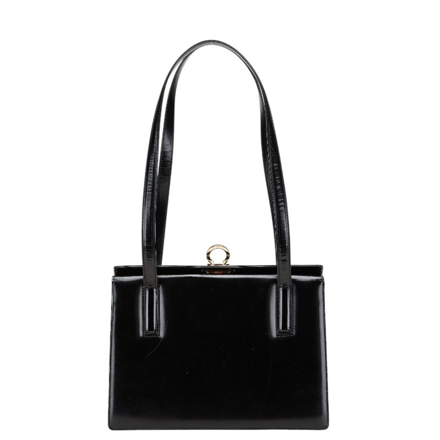 Salvatore Ferragamo Gancini Shoulder Bag Tote E217663 Black Leather