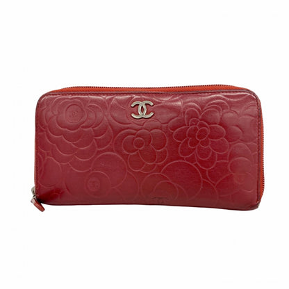 Chanel Camellia Lambskin Long Wallet