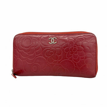 Chanel Camellia Lambskin Long Wallet