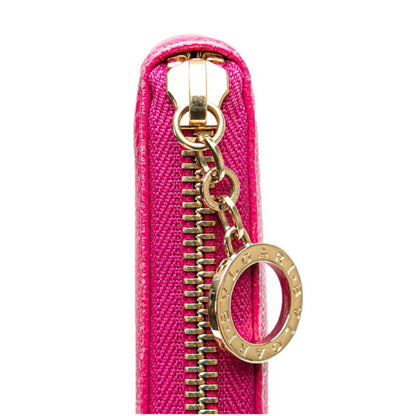 Bvlgari Round Long Wallet 280567 Pink Leather