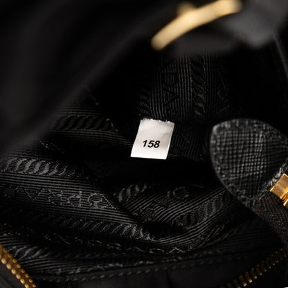 Prada Triangle Logo Plate Handbag/Shoulder Bag 2Way 1Bg308 Black Nylon Leather