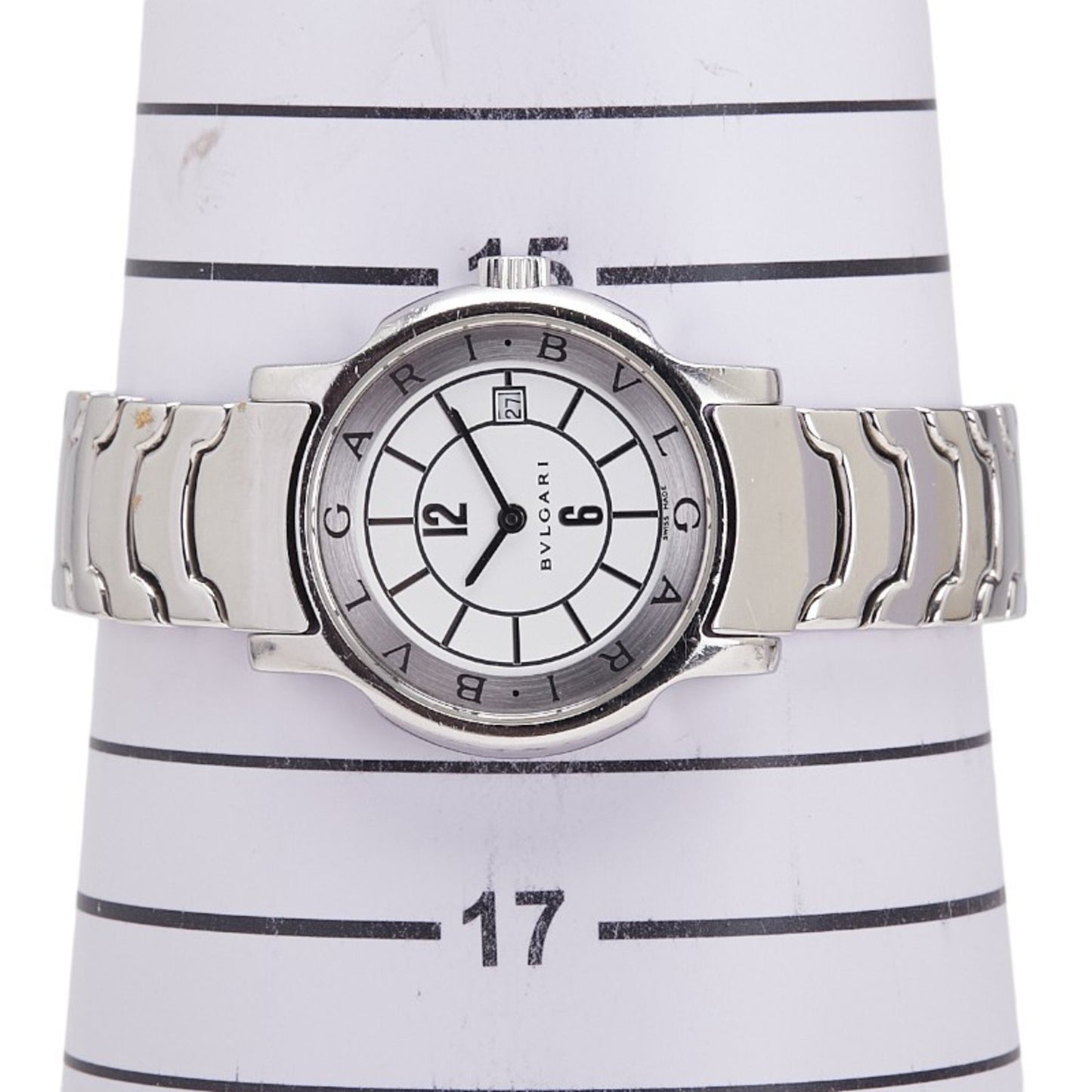 Bvlgari Solotempo Date Watch St29S Quartz White Dial Stainless Steel