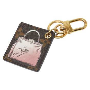 Louis Vuitton Monogram Bag Charm Keychain Brown Pink Plated