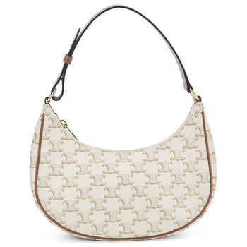 Celine Ava Triomphe Canvas Shoulder Bag (193952Bzj.01Bc) In White