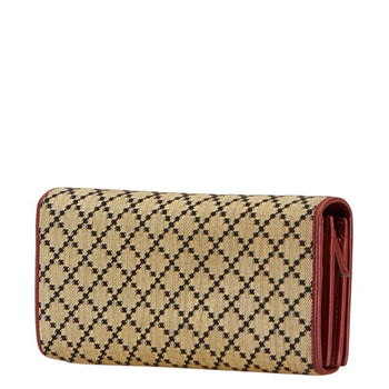 Gucci Diamante Interlocking Long Wallet 204836 Beige Red Canvas Leather