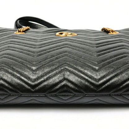 Gucci Gg Marmont Chain Tote Bag 524578 Leather Black E-158644
