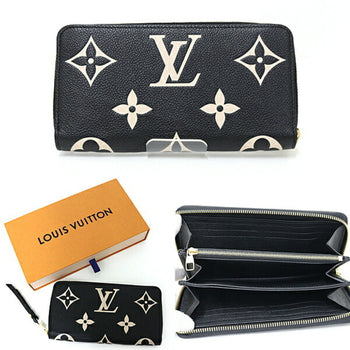 Louis Vuitton Zippy Wallet Bicolor Monogram Empreinte Leather M80481 Black Beige