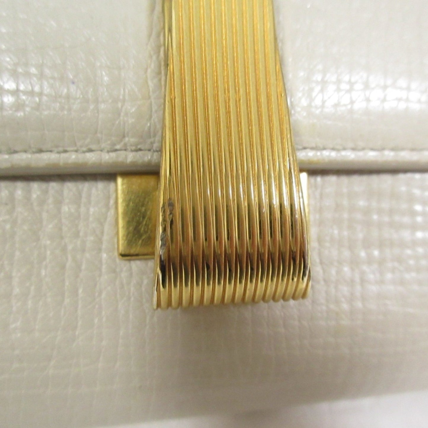 Bottega Veneta Palmellato Leather Tri-Fold Wallet Compact Ivory X Gold Hardware