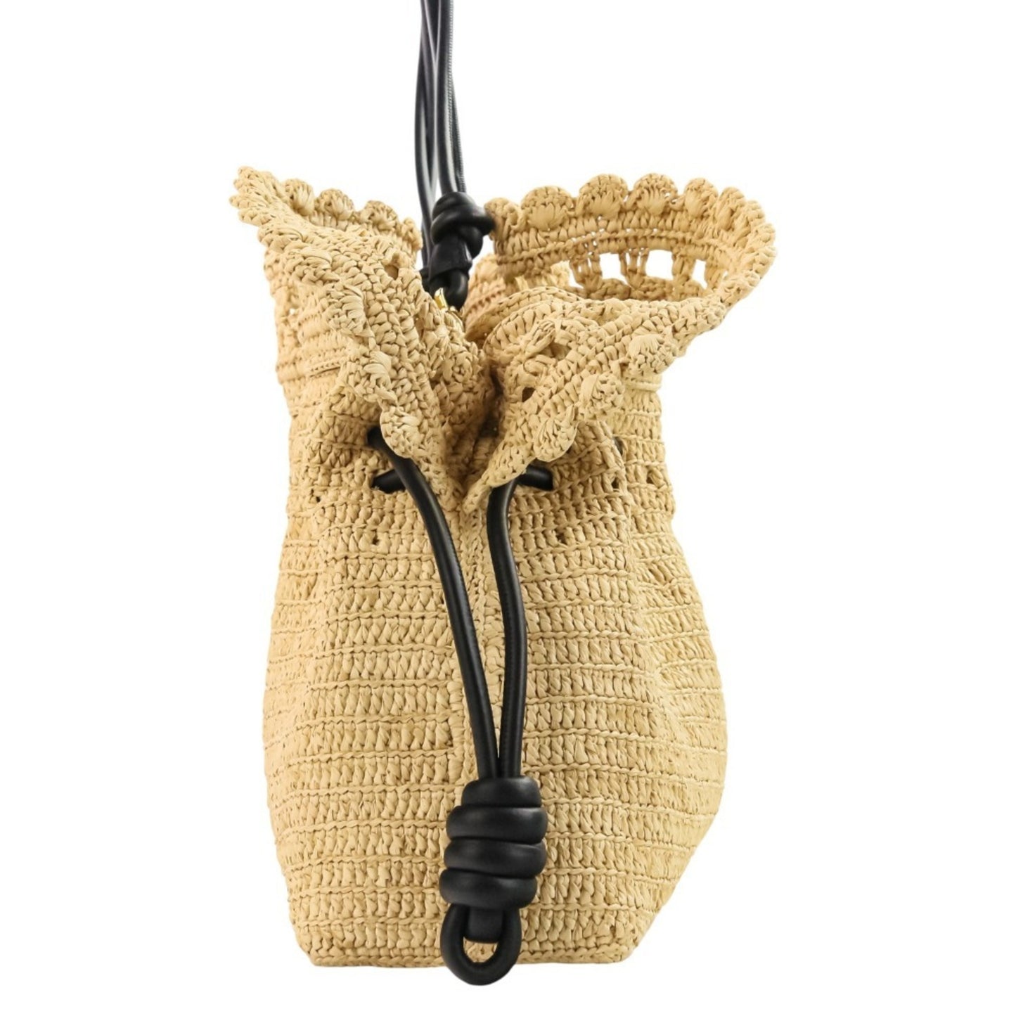 Loewe Raffia Flamenco Clutch Medium 2-Way Tote/Shoulder Bag In Natural Black