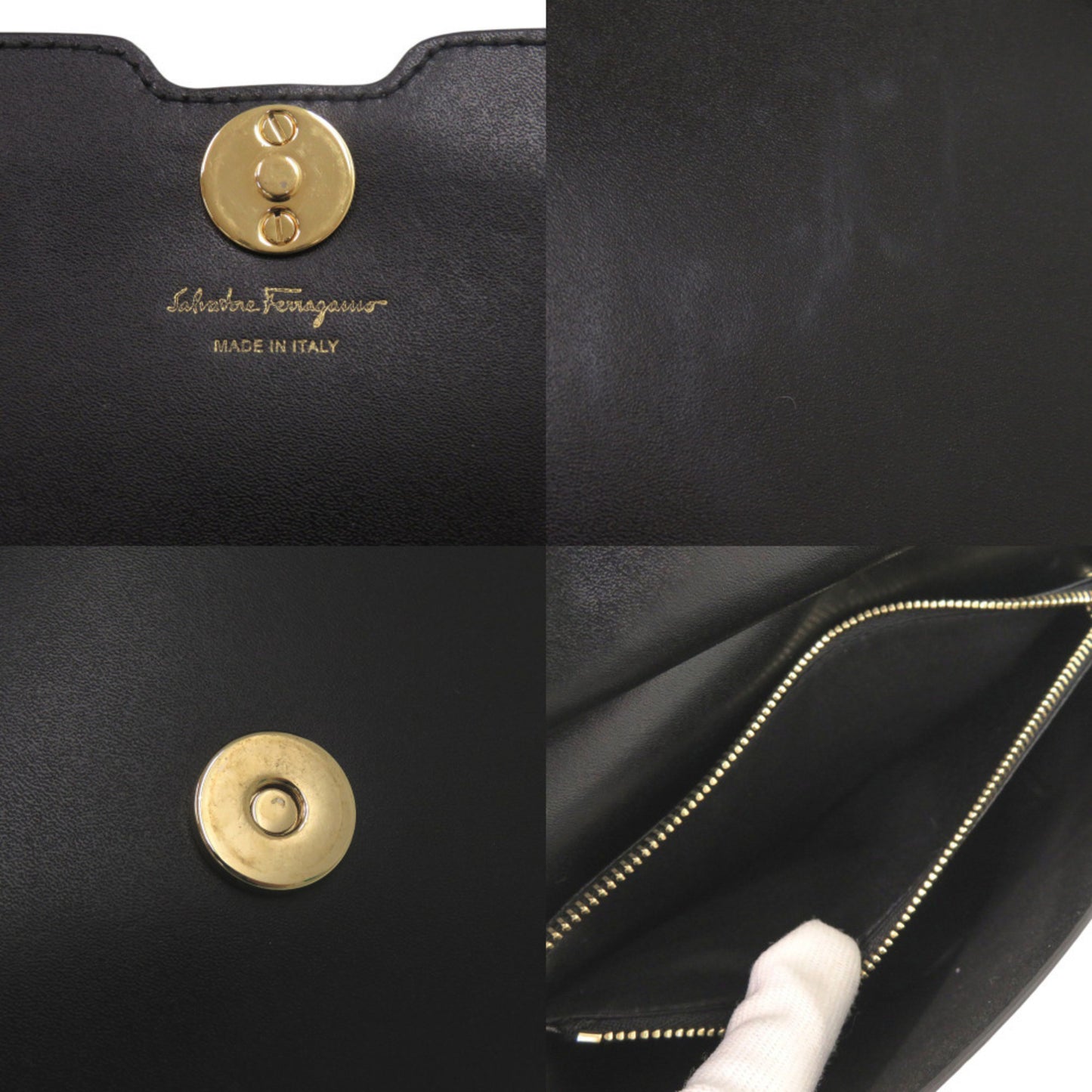 Salvatore Ferragamo Vara Ribbon Leather Black Shoulder Bag 0529