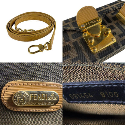 Fendi Zucca Vanity Shoulder Bag In Brown Nylon Canvas And Leather