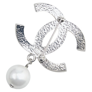 Chanel Coco Mark Rhinestone Brooch In Silver Metal