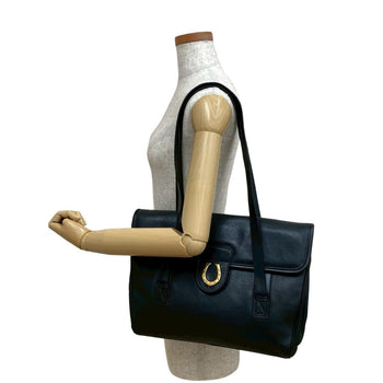 Gucci Old Gucci Horseshoe Leather Tote Bag/Semi-Shoulder Bag In Black