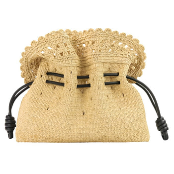 Loewe Raffia Flamenco Clutch Medium 2-Way Tote/Shoulder Bag In Natural Black
