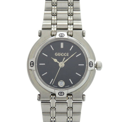 Like New Gucci 9100L Stainless Steel Black And