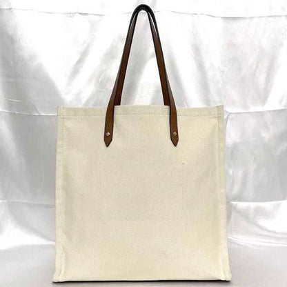 Jimmy Choo Tote Bag Natural White Brown Ec-19954 Canvas Leather Jimmy Choo A4