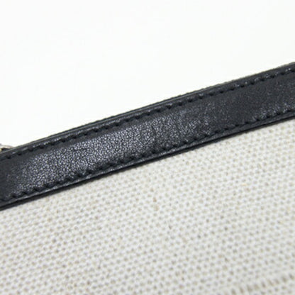 Saint Laurent Clutch Bag Rive Gauche 581369 Ivory Beige Black Pvc Leather Hand Strap Pouch