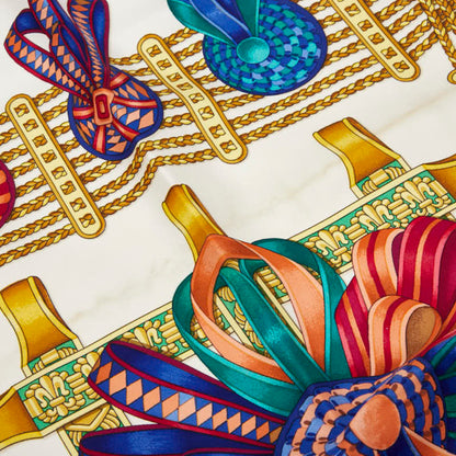 Hermes Herms Carr 90 "Les Rubans Du Cheval" Horse Ribbon Scarf