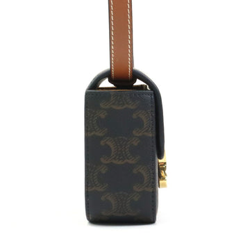 Celine Triomphe Mini Claude Shoulder Bag In Brown And Gold Leather